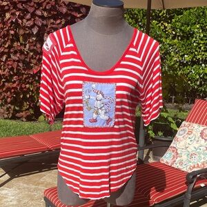 Tommy Hilfiger Red Striped Candy Cane Women's Top